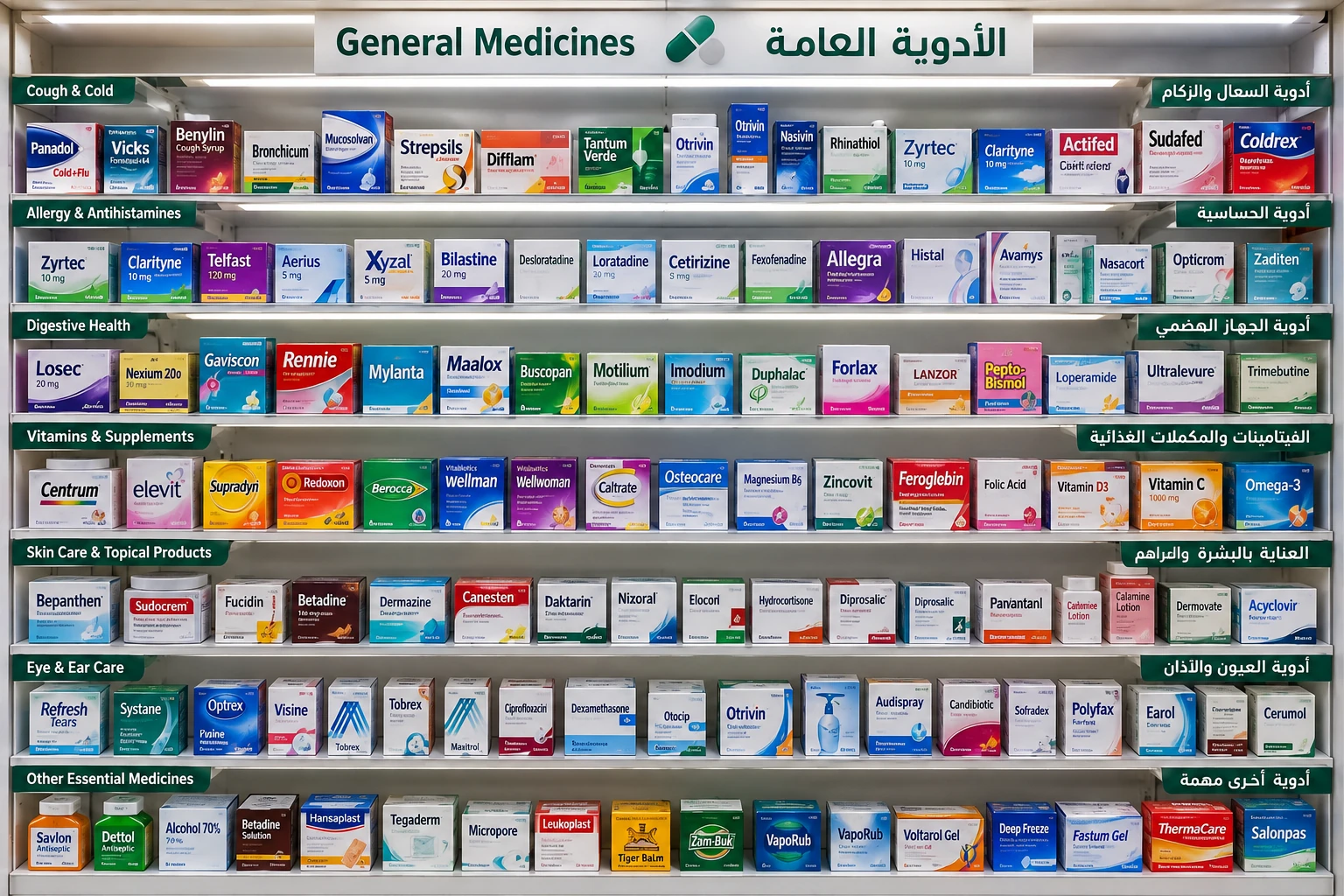 رف الأدوية العامة